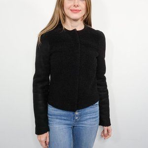 DIANE VON FURSTENBERG Suede Shearling Black Jacket Sz 2
